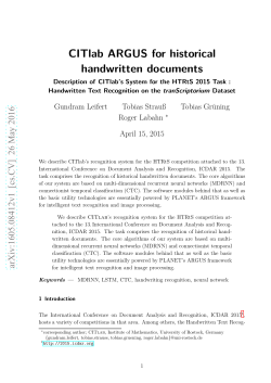 CITlab ARGUS for historical handwritten