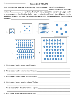 HW 2/6 Mass and Volume HW