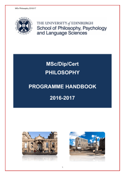 MSc/Dip/Cert PHILOSOPHY PROGRAMME HANDBOOK 2016-2017