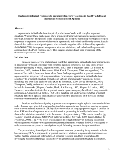 Electrophysiological responses to argument structure violations in