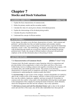 Chapter 7 Stocks and Stock Valuation