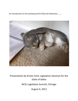 Presentation by Kristin Ford, Legislative Librarian for the State of