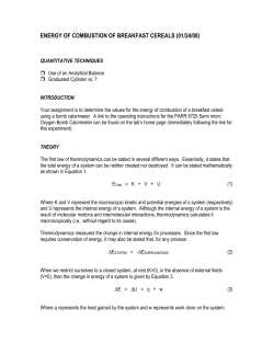 energy of combustion of breakfast cereals (01/24/08)