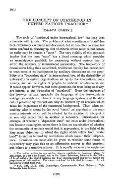 Concept of Statehood in United Nations Practice