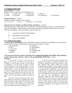 Honors English final Sem. 1 13-14 study guide