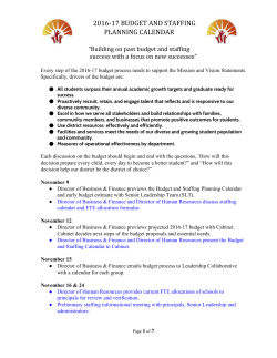 2016-17 budget and staffing planning calendar
