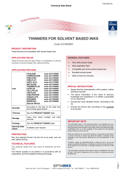 THINNERS FOR SOLVENT BASED INKS