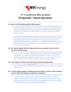 NV GreenEnergy Rider program Frequently Asked