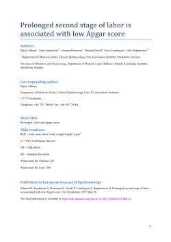 Prolonged second stage of labor is associated with low Apgar score