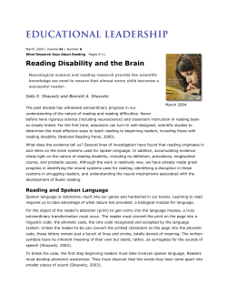 Reading Disability and the Brain // Sally E. Shaywitz and Bennett A