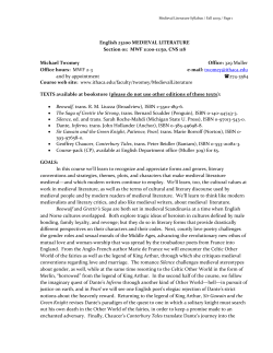 English 23200 MEDIEVAL LITERATURE Section 01
