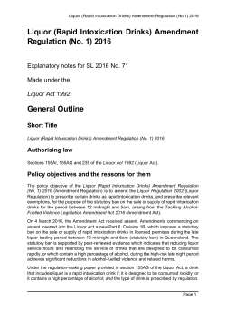 Liquor (Rapid Intoxication Drinks) Amendment Regulation (No.1