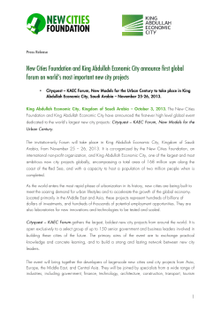 New Cities Foundation and King Abdullah Economic City announce