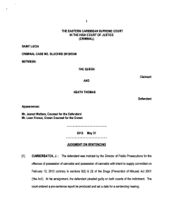 Queen v. Thomas, Judgment on Sentencing, Criminal