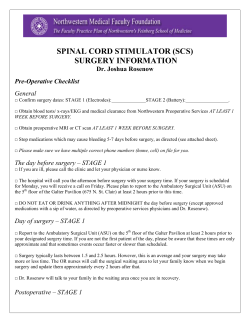 SPINAL CORD STIMULATOR (SCS) SURGERY INFORMATION