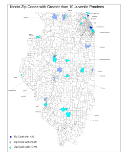 Illinois Zip Codes with Greater than 10 Juvenile Parolees