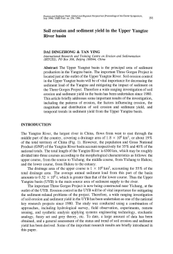 Soil erosion and sediment yield in the Upper Yangtze River basin