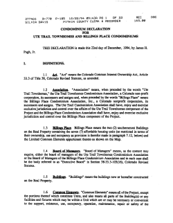 Condominium Declaration for Ute Trail Townhomes and Billings