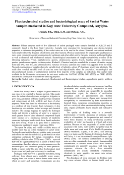 Physicochemical studies and bacteriological assay of Sachet Water