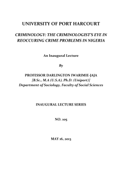 105th Inaugural Lecture - University of Port Harcourt