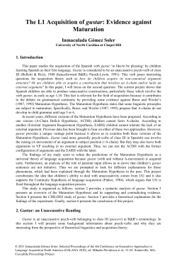 The L1 Acquisition of gustar: Evidence against Maturation