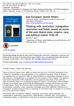 Thinking with restriction: immigration restriction and Polish Jewish