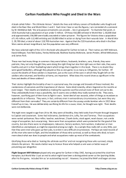 Carlton Footballers Who Fought and Died in the Wars