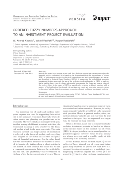 Ordered fuzzy numbers approach to an investment project evaluation