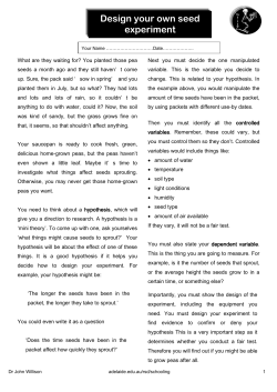 Design your own seed experiment