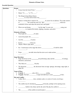 Elements of Drama Notes Essential Question: Questions: