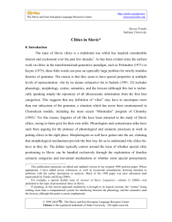 Clitics in Slavic - SeeLRC