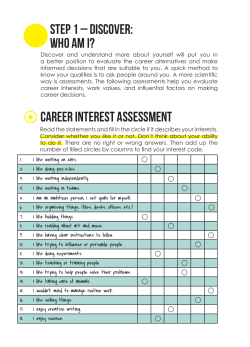 Step 1 &ndash; Discover: Who am I? Career interest assessment