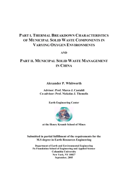 Part I. Thermal Breakdown Characteristics of Municipal Solid Waste
