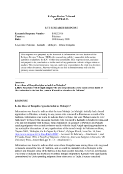 Pakistan &ndash; Karachi &ndash; Mohajirs &ndash; Ethnic Bengalis