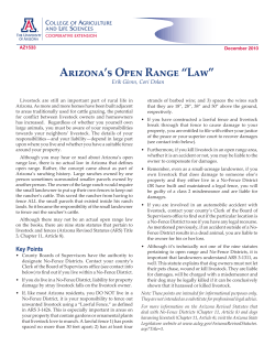 Arizona`s Open Range &ldquo;Law&rdquo; - The University of Arizona Extension