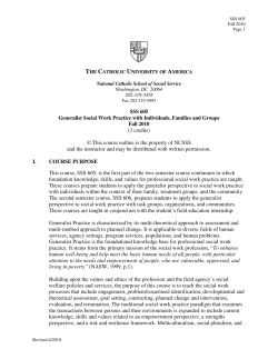 SSS 605 Generalist Social Work Practice with Individuals, Families