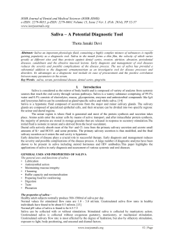Saliva &ndash; A Potential Diagnostic Tool