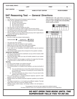 SAT Reasoning Test &mdash; General Directions