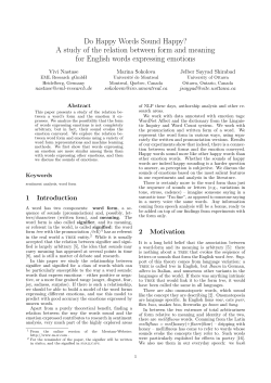 Do Happy Words Sound Happy? A study of the relation