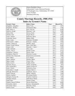 County Marriage Records, 1908