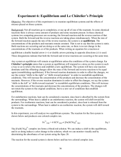Experiment 6: Equilibrium and Le Ch&acirc;telier`s Principle