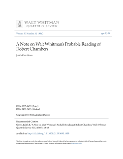 A Note on Walt Whitman`s Probable Reading of Robert Chambers