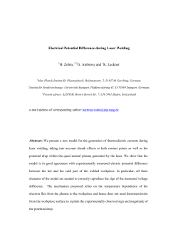 Electrical Potential Difference during Laser Welding H. Zohm, G