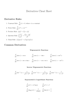Derivatives Cheat Sheet