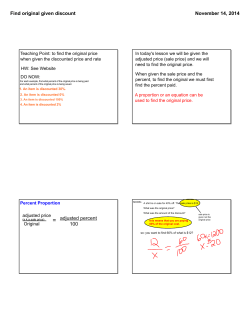 Lesson slides for finding the original price given the discount.