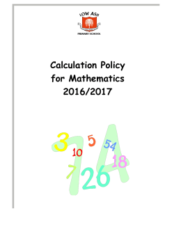 Calculation Policy for Mathematics 2016/2017