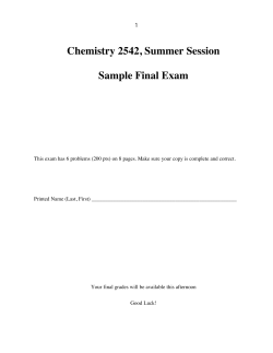 Chemistry 2542, Summer Session Sample Final Exam