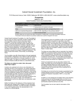 Community Investment Note prospectus