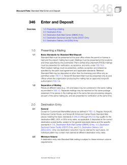 DMM 346 Standard Mail Enter and Deposit for Discount Flats