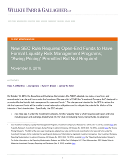 New SEC Rule Requires Open-End Funds to Have Formal Liquidity
